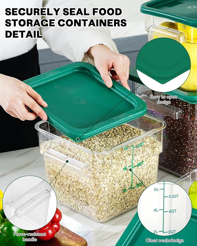 8QT Clear Food Storage Containers: 2 PCS NSF Food Storage Containers - Image 6