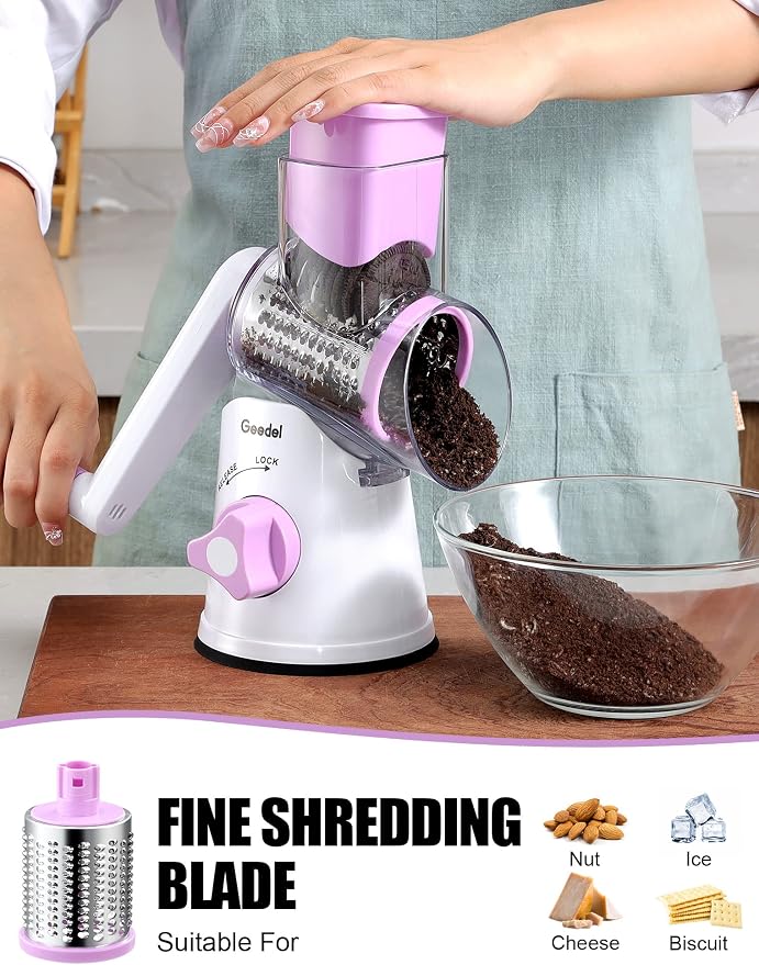 Geedel Rotary Cheese Grater, Kitchen Mandoline Vegetable Slicer - Image 5