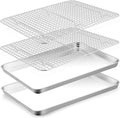 TeamFar Cookie Sheets with Cooling Racks, 17.6 x 13 x 1 Inch Stainless Steel by TeamFar