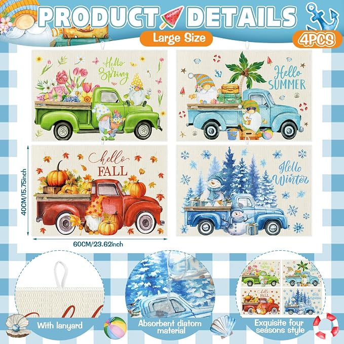 Teenyyou 4 Pcs Seasonal Dish Drying Mats - Image 3