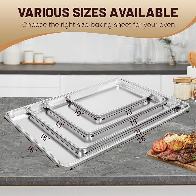 BIEAMA 12 Pack Half Size Baking Sheet Pan Aluminum Commercial Pan - Image 8