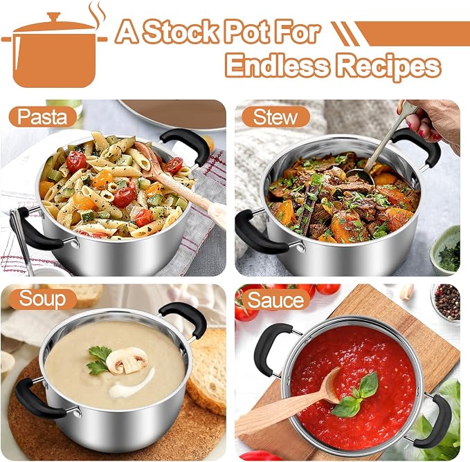 TeamFar Stock Pot 4qt, Stainless Steel Stock Soup Pasta Pot - Image 5