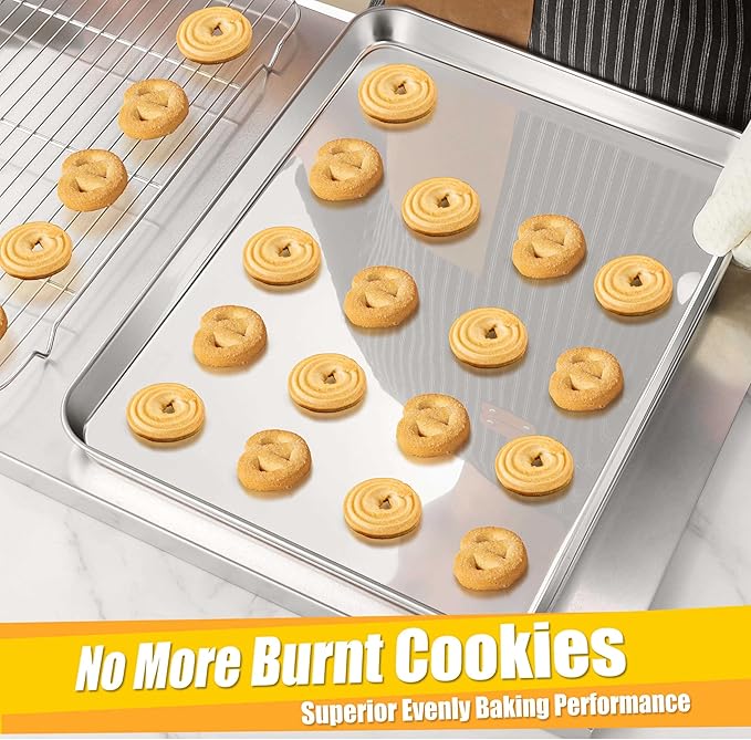 Homikit 2 Pack Baking Sheet, 18” x 13” Stainless Steel Large Cookie Pan Set - Image 6