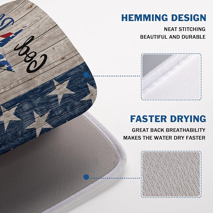 Kawani 4th of July Dish Drying Mat 18x24 Inch Patriotic God Bless America - Image 4
