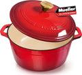 MUELLER HOME 7.5 QT Enameled Cast Iron Dutch Oven, Heavy-Duty Casserole Dish by MUELLERHOME