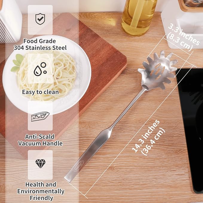 Spaghetti Server, Newness 304 Stainless Steel Pasta Fork - Image 2