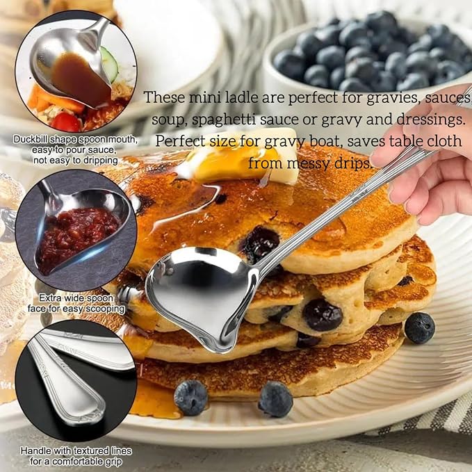 2-Pack Gravy Spoon Small Ladle for Sauce/Gravy / .1 Ounce mini Stainless Steel - Image 4