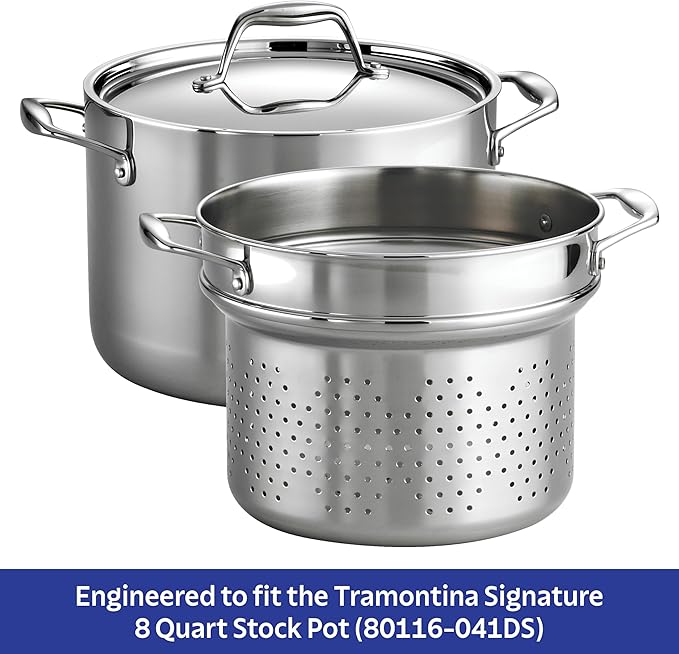Tramontina Signature Stainless Steel Pasta Strainer Insert - Image 4