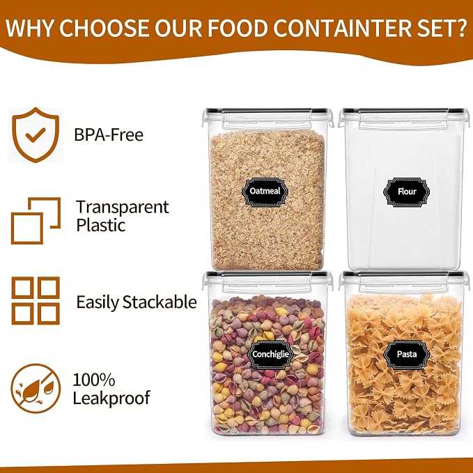 HKJ Chef 4 Pack Large Airtight Food Storage Containers - Image 5