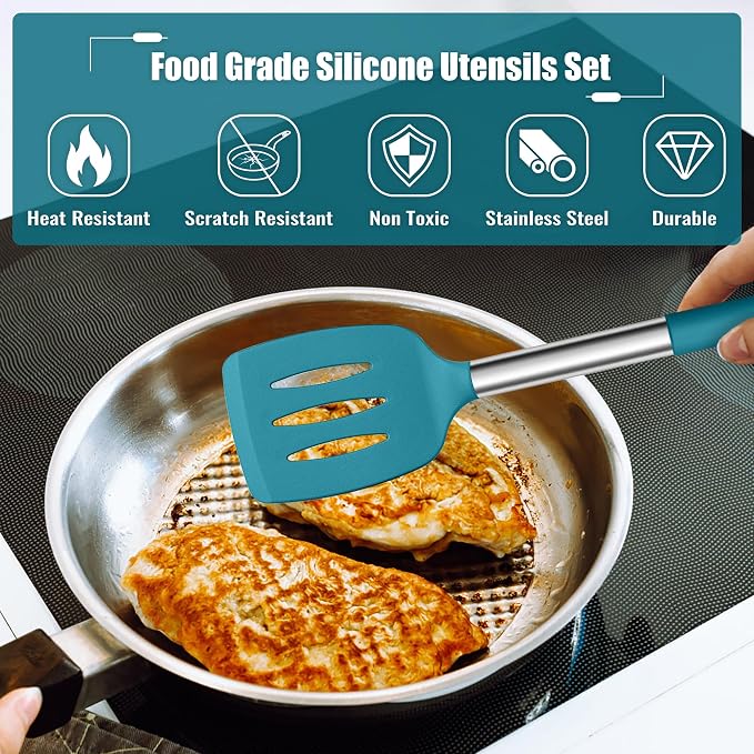 E-far 14 Pieces Silicone Cooking Utensils Set, Kitchen Utensils Set - Image 3