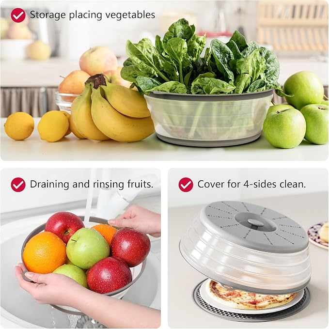 WVM Microwave Splatter Cover & Mat, Vented Collapsible Splatter Guard dish - Image 5