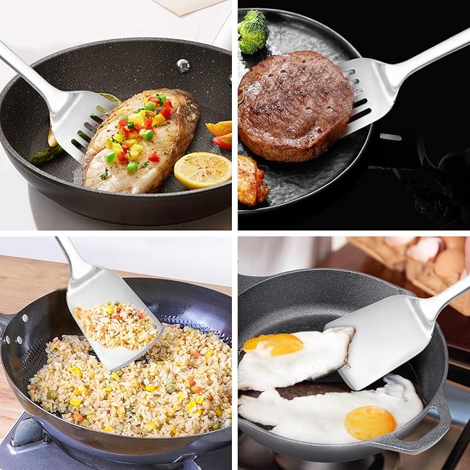 14-in Spatula Set, 18/0 Stianless Steel Heavy Duty Turner & Slotted Spatula - Image 5