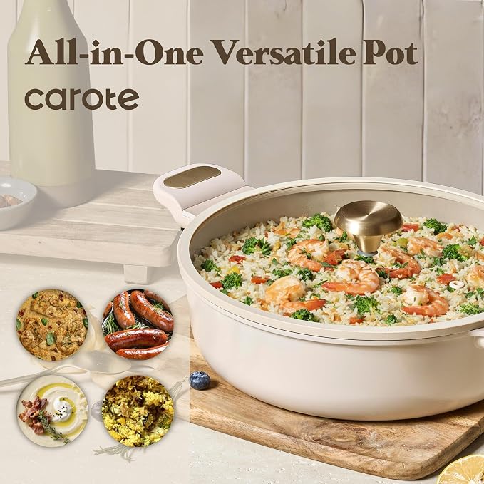 CAROTE 4.5Quart Stock Pot with Lid, Non Toxic Ceramic Soup Pot, Nonstick - Image 7