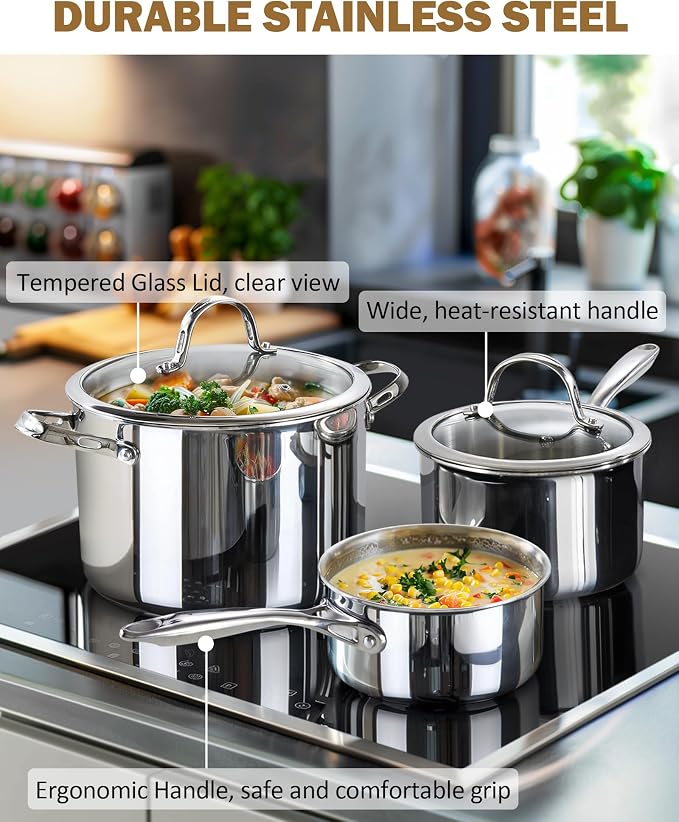 Cooks Standard Stainless Steel Saucepan Set 1.5 and 3 Quart - Image 4