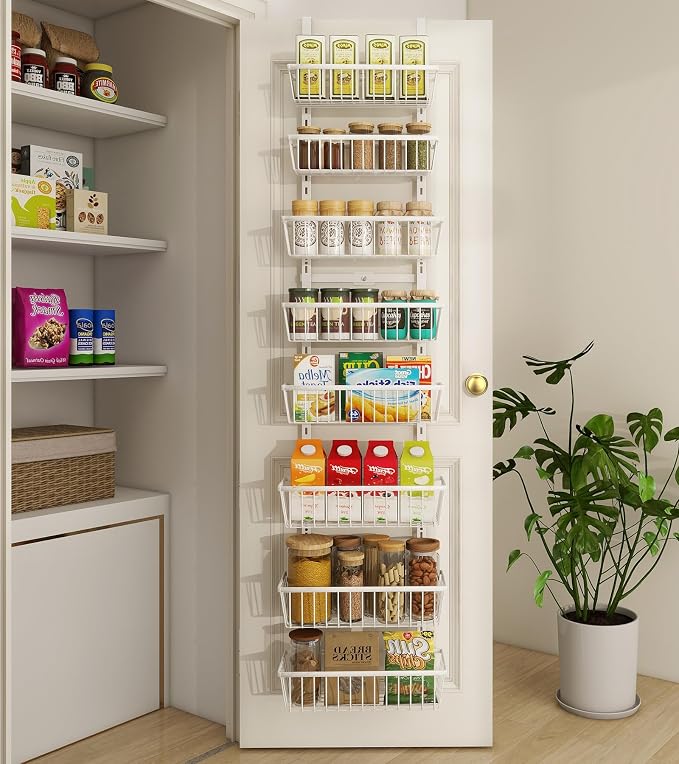 Mefirt White 12 Inch Wide Narrow Over The Door Pantry Organizer, Pantry by Mefirt