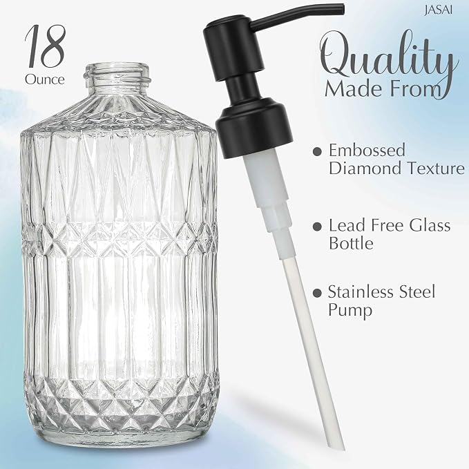 JASAI 18Oz Glass Soap Dispenser - Image 2