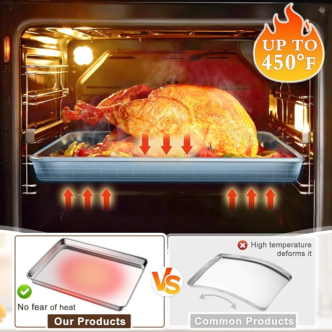 Baking Sheet Set of 2, Commercial Grade Stainless Steel Cookie Sheets - Image 4