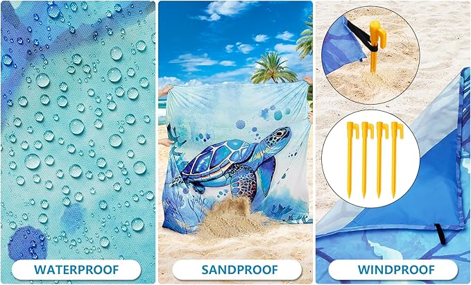 HIHOHO Beach Blanket Waterproof Sandproof Extra Large Beach Mat 79" X - Image 2