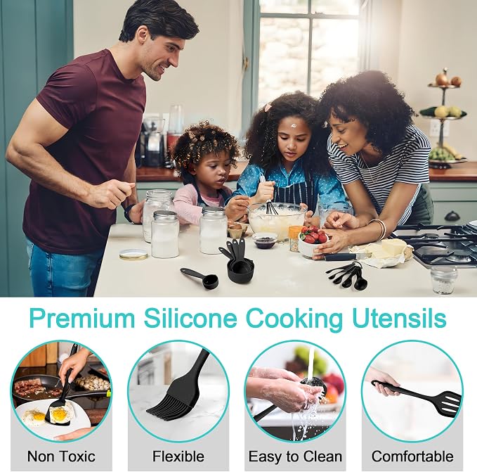 E-far Silicone Cooking Utensils Set, 25 Piece Kitchen Utensils - Image 4