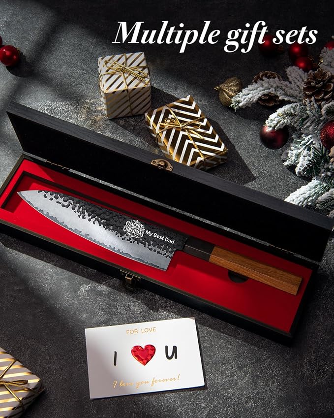 FAMCÜTE Personalized Gifts for Men Engraved Custom Japanese Knife, Hand Forged - Image 4