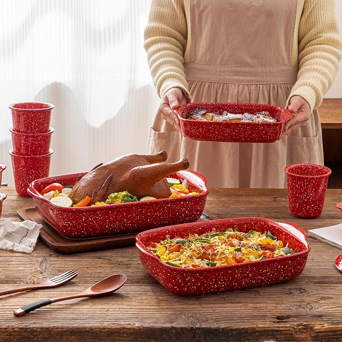 3-Pack Ceramic Lasagna Pan, Heavy-Duty Rectangular Baking Dishes, High Heat - Image 8