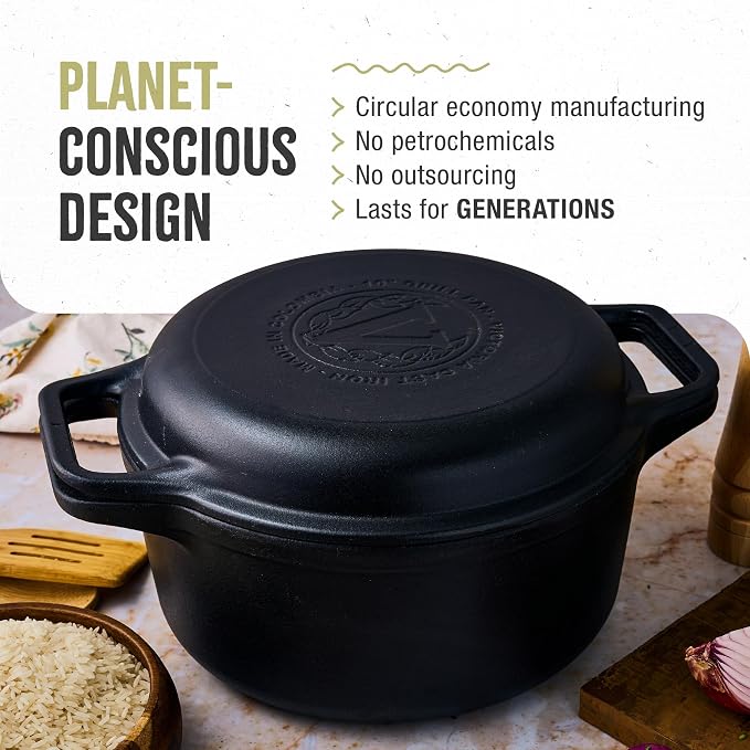 Victoria 6-Quart Cast Iron Combo Cooker, Combination Dutch Oven and Skillet - Image 5