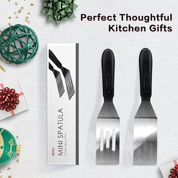 Small Spatula Professional Mini Serving Spatula, 2 Pieces Stainless Steel Metal - Image 7