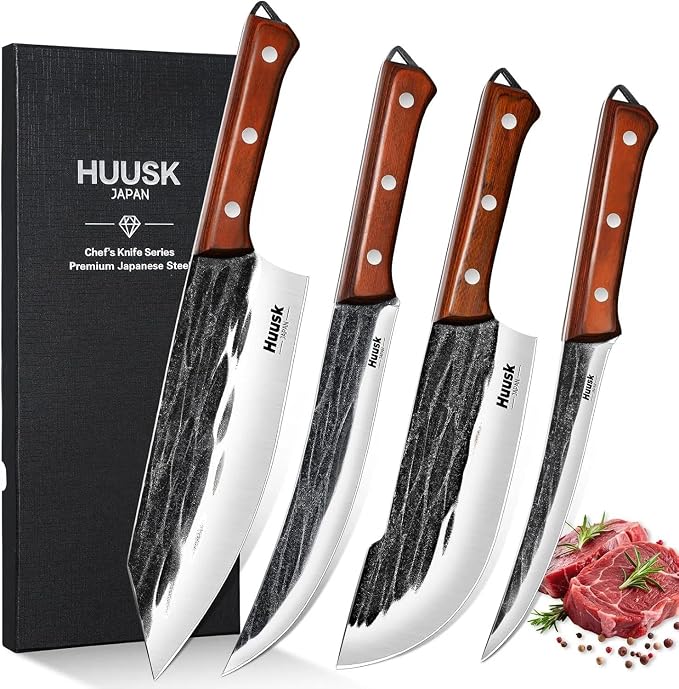 Huusk Butcher Knife Set, Sharp Meat Carving Breaking Knives by HuuskKnife