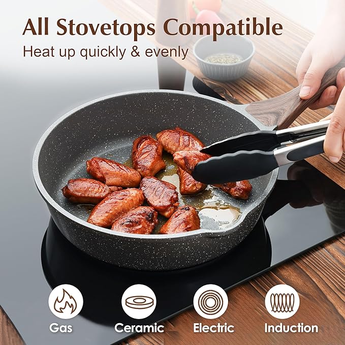 SENSARTE Nonstick Skillet, Deep Frying Pan 10/11/12-inch, Saute Pan - Image 3