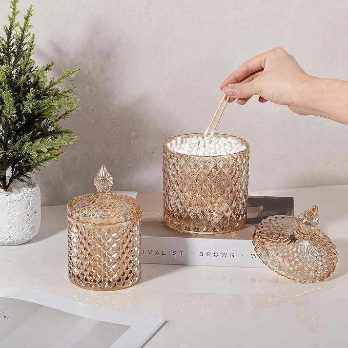 2 Pack Qtip Holder Glass Apothecary Jars - Image 5