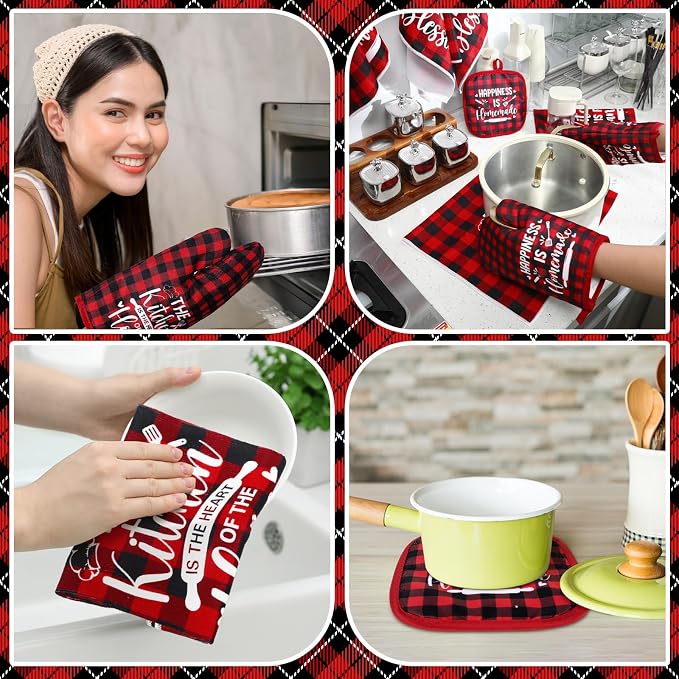 Fourluoo 10 Pcs Farmhouse Kitchen Decor and Accessories Set 4 Kitchen Towels 2 - Image 6