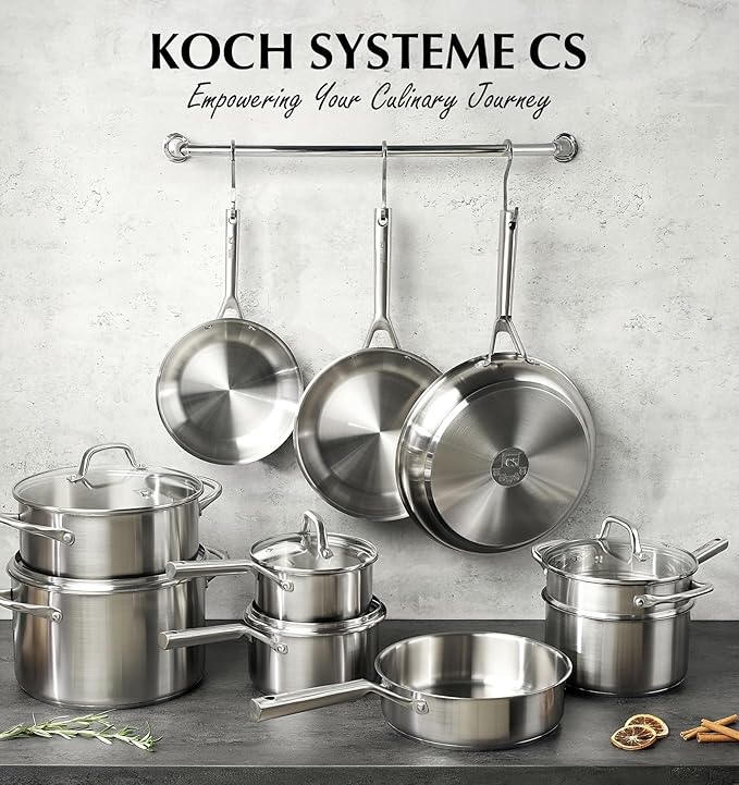 KOCH SYSTEME CS Stainless Steel Cookware Set 17 Piece, Professional 18/10 - Image 2