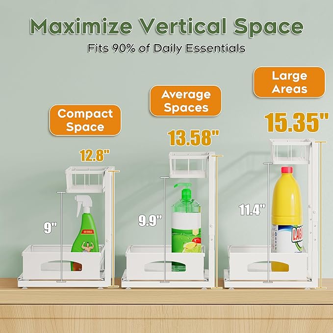Under Sink Organizer, 2 Pack Cabinet Organizer - Image 4