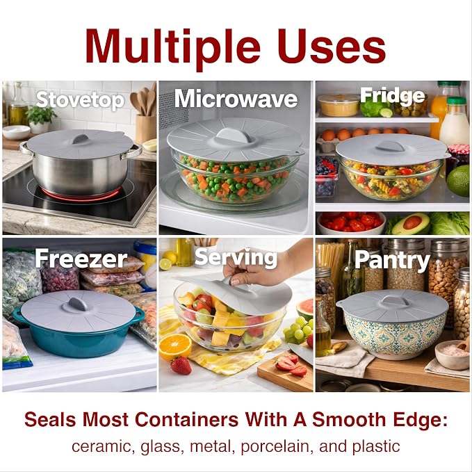 HIC Kitchen Cooking and Storage Lids, High-Heat Silicone - Image 5