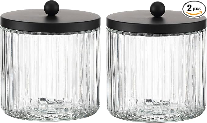 KMwares 2-Pack Glass Qtip Holder Dispenser Set by KMwares