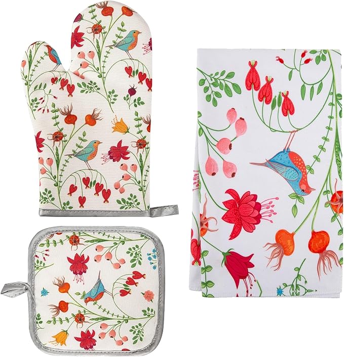 3 Pcs Kitchen Stuff, Kitchen Oven Mitts and Pot Holders Sets by Qchengsan