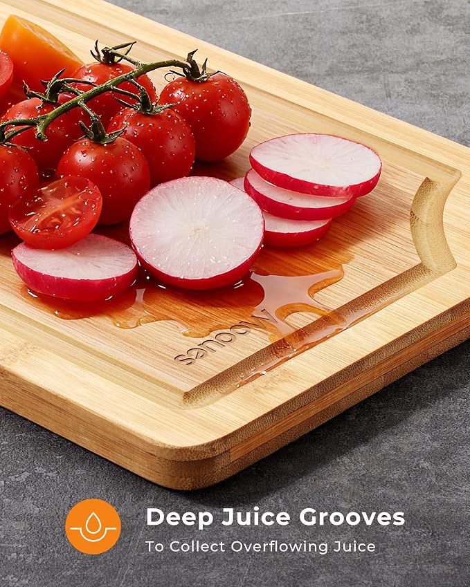 Bamboo Cutting Board for Kitchen, Knife-Friendly Wooden Cutting Boards Set - Image 7