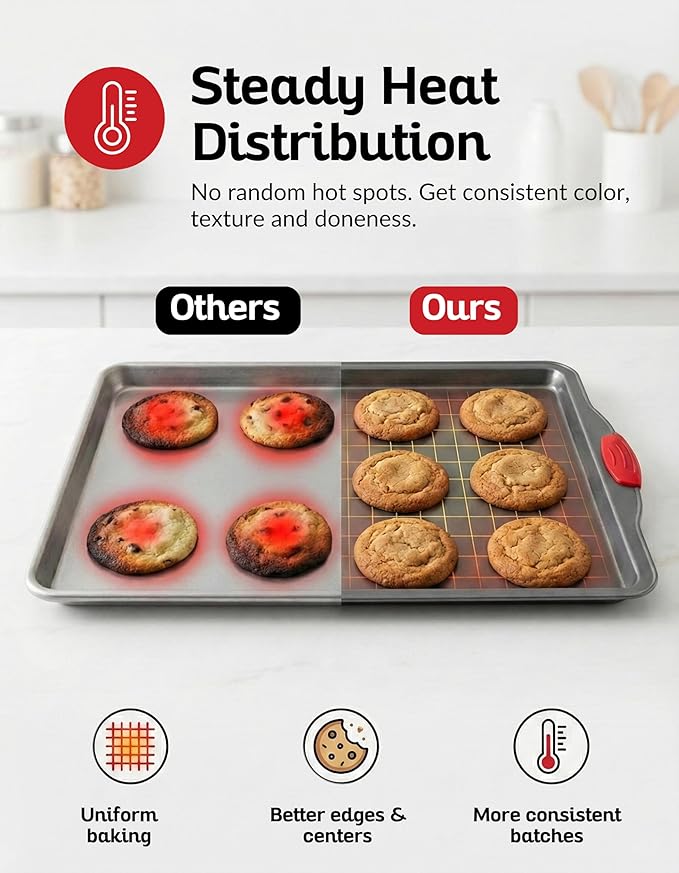 Premium Nonstick Baking Sheet Pans – Set of 3, Heavy-Gauge Carbon Steel - Image 4