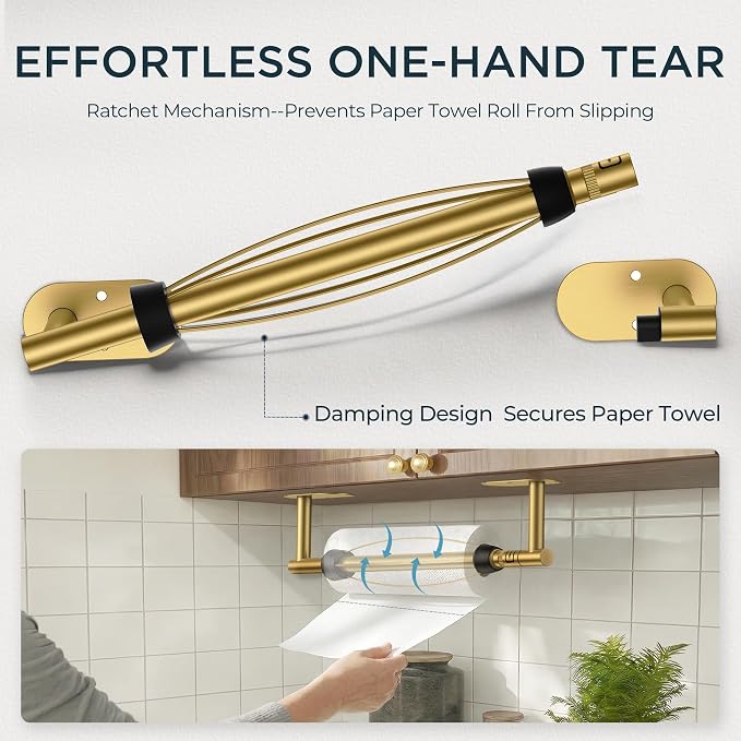 FORIOUS Paper Towel Holder Under Cabinet, One Hand Operable - Image 2