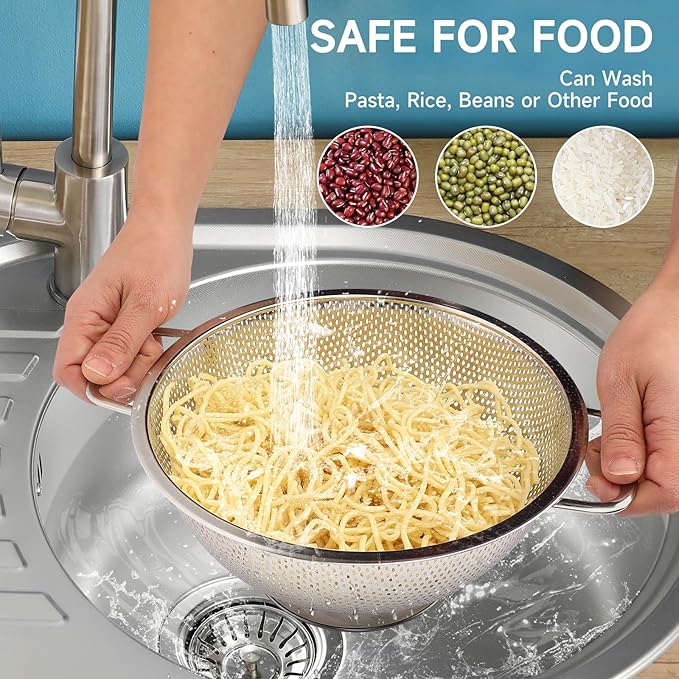 Colander for Kitchen, Stainless Steel Colander Strainer - Image 3