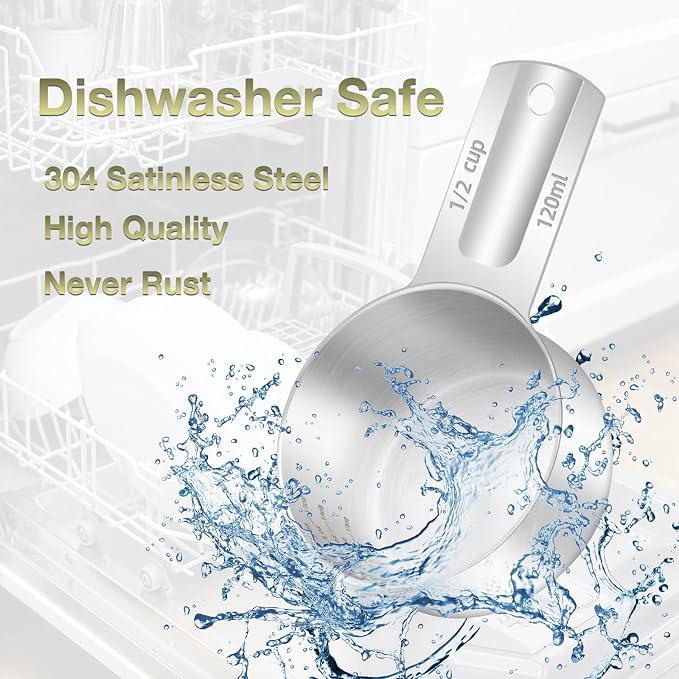 1PCS 1/2Cup Single Measuring Cup, Etched Inner Scale Stainless Steel Measure - Image 6