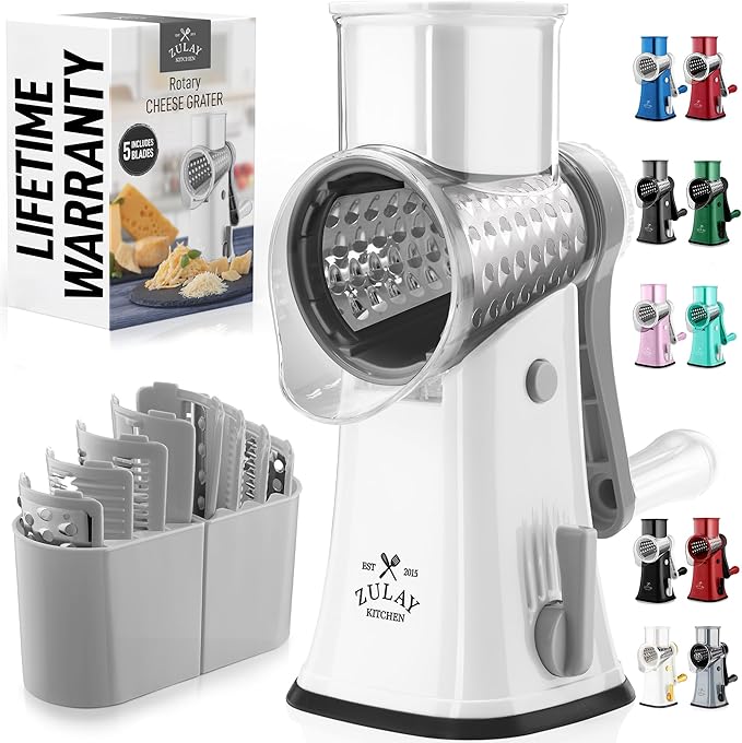 Zulay Kitchen Rotary Cheese Grater 5 Blade Cheese Shredder by ZulayKitchen