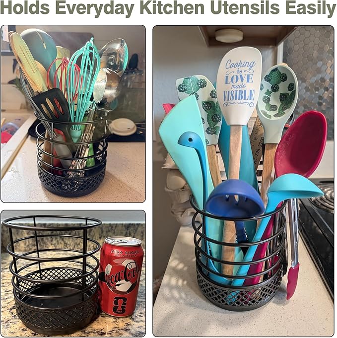 Metal Kitchen Utensil Holder for Kitchen Counter-5.43 x 5.98 inch, Fork & Knife - Image 9