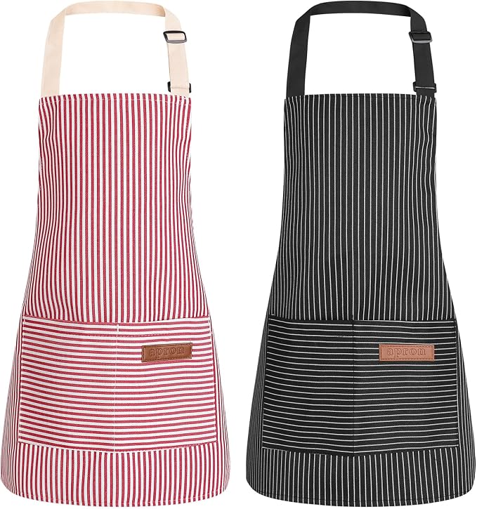 2 Pack Stripes Kids Apron, Kids Cooking Aprons by XLSXEXCL