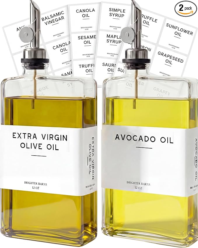 Glass Olive Oil Dispenser Bottle by BrighterBarns