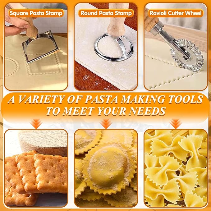 Pasta Making Tools, 10 Piece Wood Pasta Making Kit - Image 4