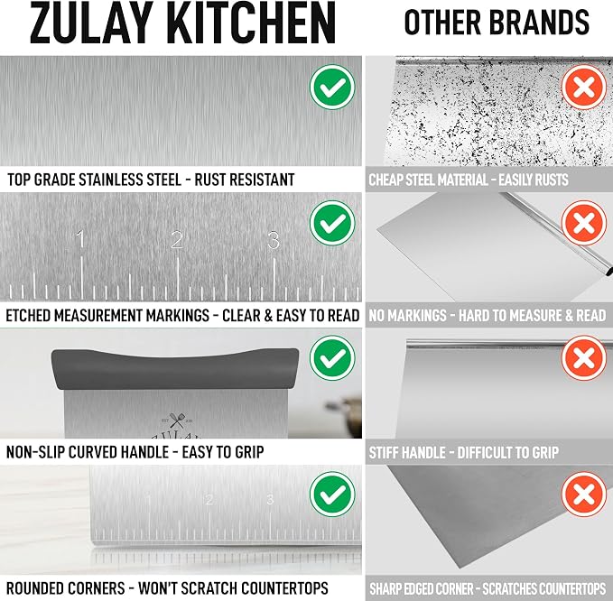 Zulay Premium Multi-purpose Stainless Steel Bench Scraper & Chopper, Quick & - Image 7