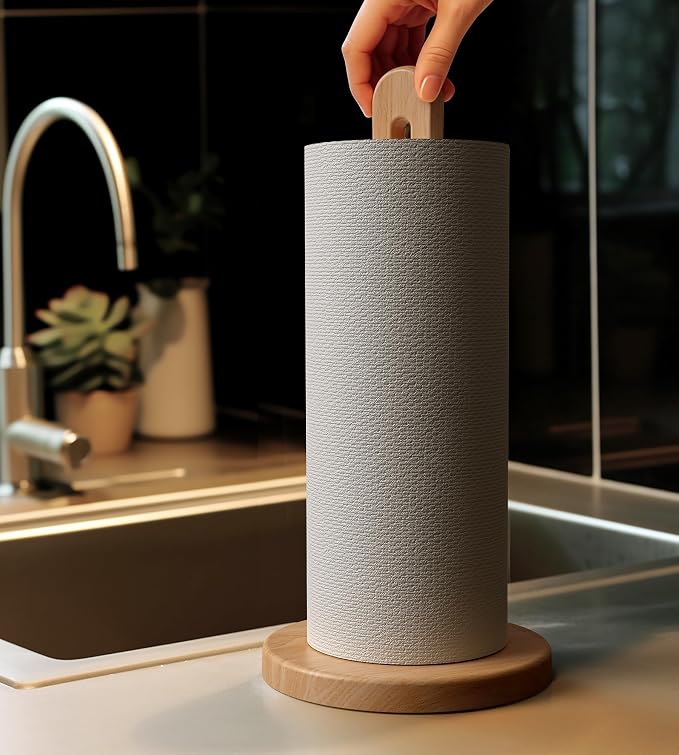 KitchLife Wooden Paper Towel Holder Countertop, Fits Jumbo Roll, Solid - Image 8