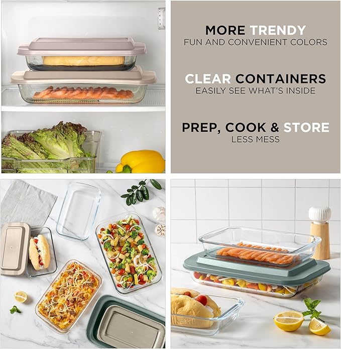 COOK WITH COLOR 8-Piece Deep Glass Baking Dish Set with Plastic Lids – - Image 7