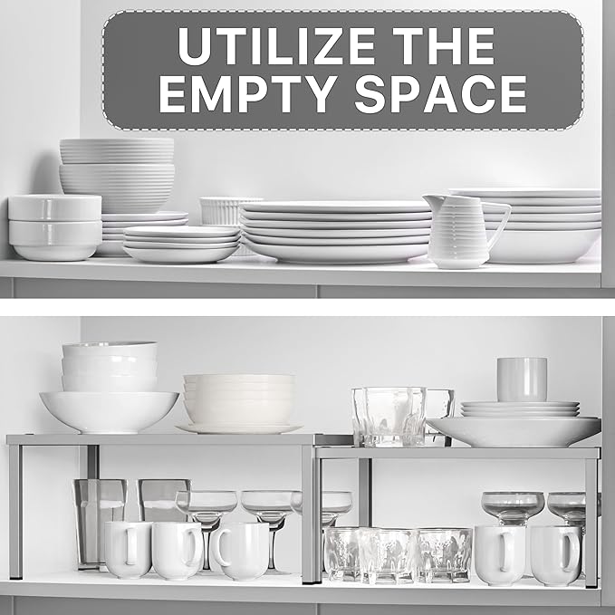 Simple Houseware Expandable Stackable Cabinet and Counter Shelf Organizer - Image 5